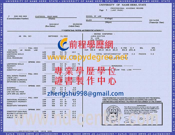 加利福尼亞大學洛杉磯分校成績單樣式